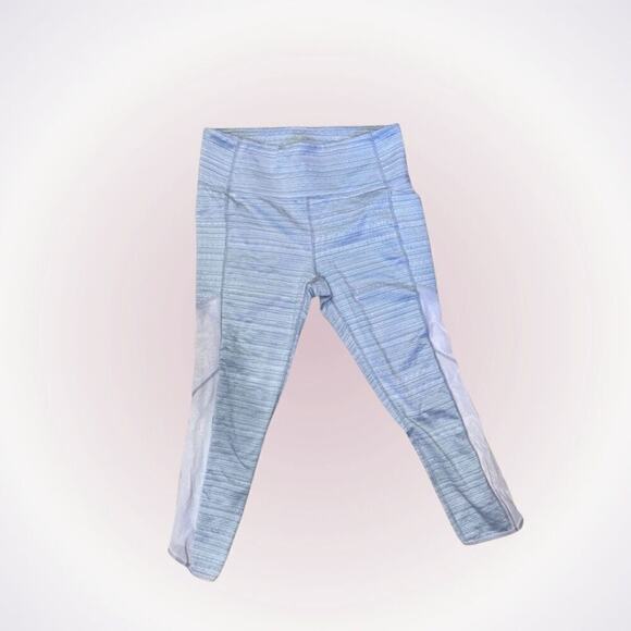 Athleta Cropped Gray and Mesh Leggings | Sz L - Picture 1 of 4